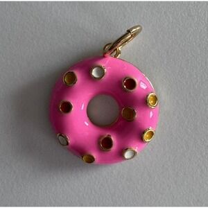 New Oak & Ivy Crystal Donut Pendant Multi Color Gemstone , 1" Pink NEW
